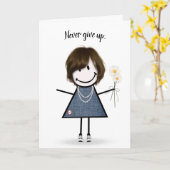 Cute Stick Girl in Denim Dress Kaart (Gele Bloem)