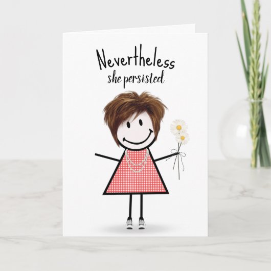 Cute Stick Girl in Gingham Dress Inspiration Kaart (Voorkant)