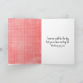 Cute Stick Girl in Gingham Dress Kaart (Binnen)