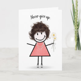Cute Stick Girl in Gingham Dress Kaart