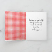 Cute Stick Girl in Gingham Dress met Quote Kaart (Binnen)