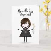 Cute Stick Girl in Sneakers met Quote Kaart (Gele Bloem)