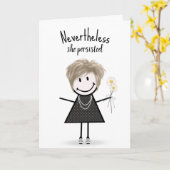 Cute Stick Girl in Sneakers met Quote Kaart (Gele Bloem)