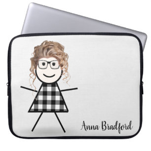 Cute Stick Girl met haar eigen naam Laptop Sleeve
