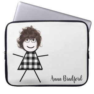 Cute Stick Girl met haar eigen naam Laptop Sleeve