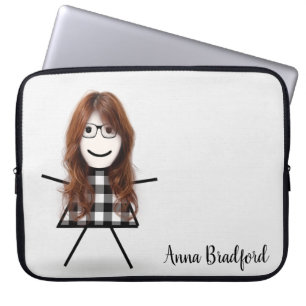 Cute Stick Girl met haar eigen naam Laptop Sleeve