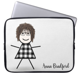 Cute Stick Girl met haar eigen naam Laptop Sleeve