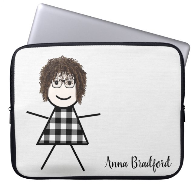 Cute Stick Girl met haar eigen naam Laptop Sleeve (Voorkant)