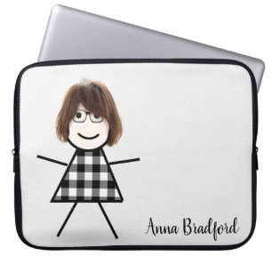 Cute Stick Girl met haar eigen naam Laptop Sleeve