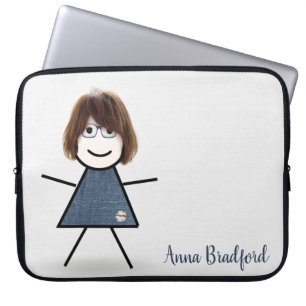 Cute Stick Girl met haar eigen naam Laptop Sleeve