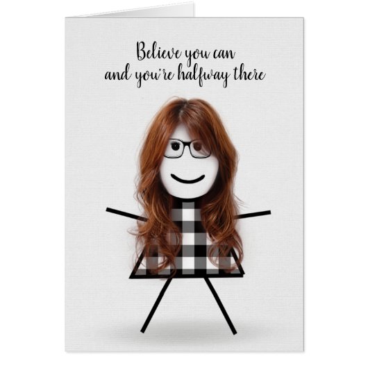 Cute Stick Girl met Hair en Quote (Voorkant)