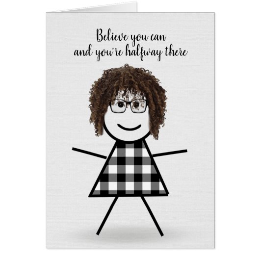 Cute Stick Girl met Hair en Quote (Voorkant)