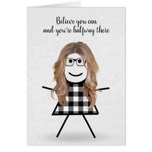 Cute Stick Girl met Hair en Quote (Voorkant)