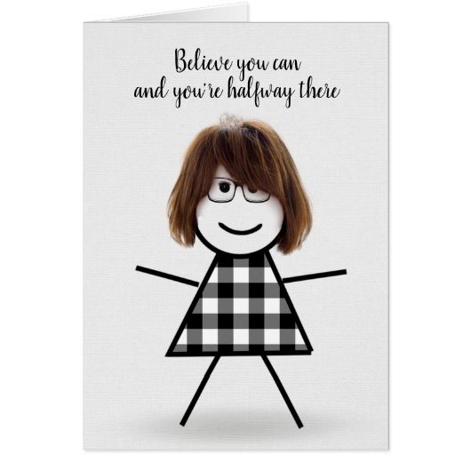 Cute Stick Girl met Hair en Quote (Voorkant)
