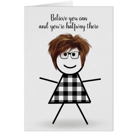 Cute Stick Girl met Hair en Quote (Voorkant)