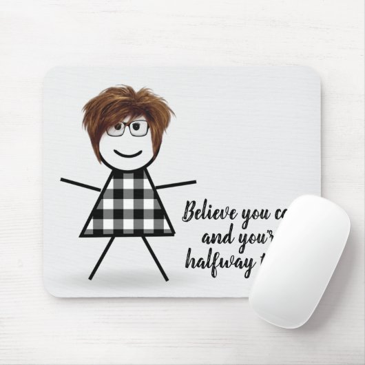 Cute Stick Girl met Hair en Quote Muismat (Met muis)