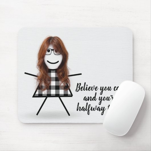 Cute Stick Girl met Hair en Quote Muismat (Met muis)