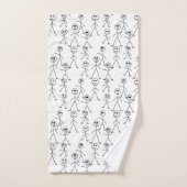 Cute Stick Man Figures Black and White Bad Handdoek (Handdoek)