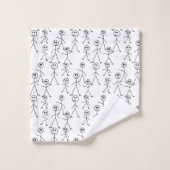 Cute Stick Man Figures Black and White Bad Handdoek (Wasdoekje)