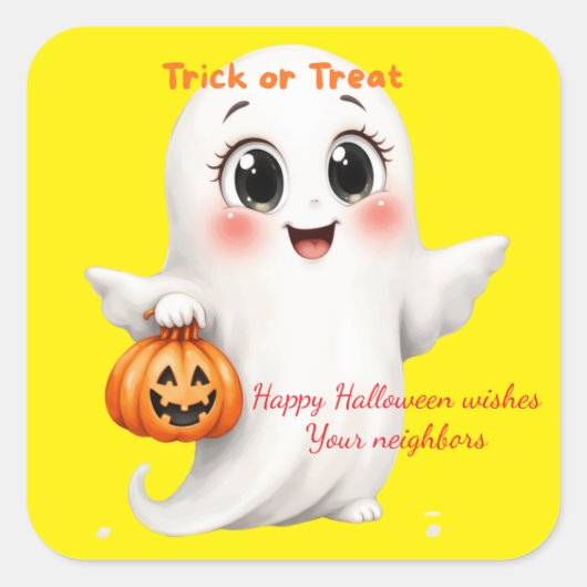 Cute sticker happy Halloween with adjustable text (Voorkant)