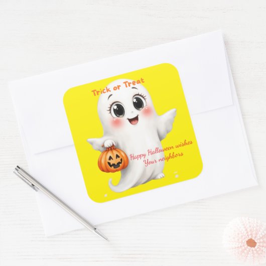Cute sticker happy Halloween with adjustable text  (Envelop)