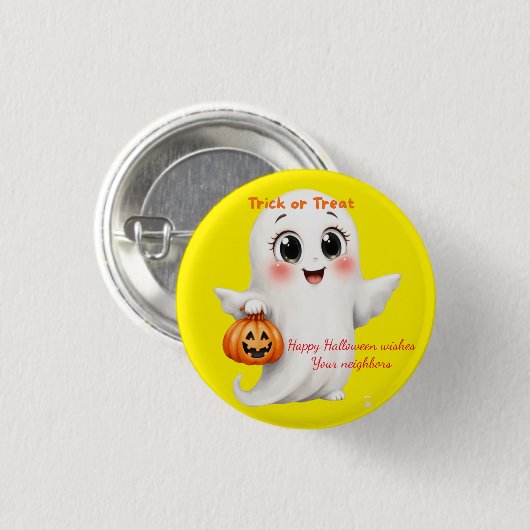 Cute sticker happy Halloween with adjustable text  Ronde Button 3,2 Cm (Voorkant /achterkant)
