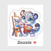 Cute Stickers Kawaii Snow Leopard Painter Sticker (Vel)