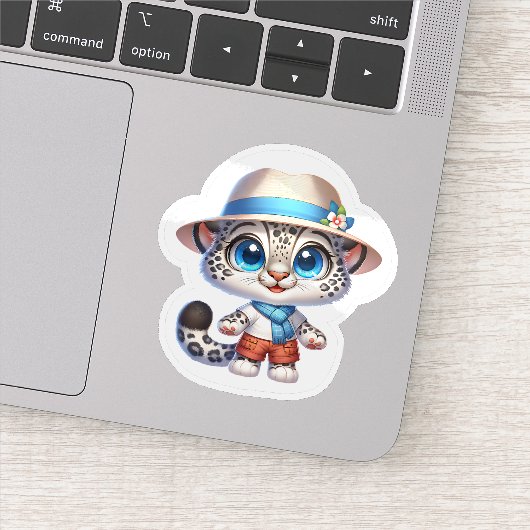 Cute Stickers Kawaii Snow Leopard Summer Travel (Detail)