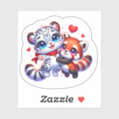 Cute Stickers Red Panda Snow Leopard Kawai Sticker (Vel)