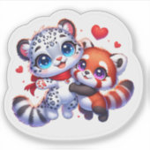 Cute Stickers Red Panda Snow Leopard Kawai Sticker (Voorkant)