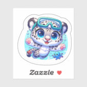 Cute Stickers Snow Leopard Kawaii Sport Diving (Vel)