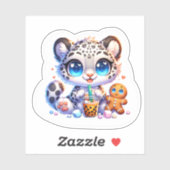 Cute Stickers Snow Leopard Kawaii Sticker (Vel)