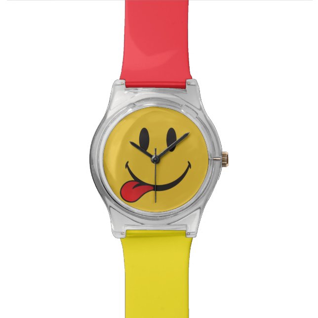 Cute Sticking out tongue emoji Horloge (Close Up)