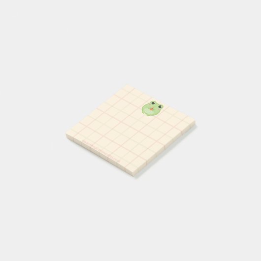 Cute Sticky notes with a frog with an apple (Schuin)