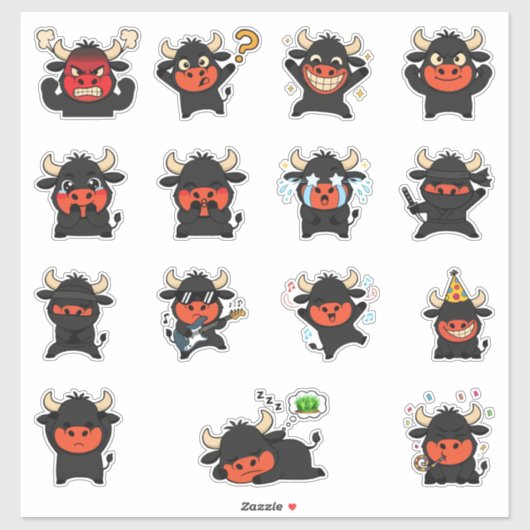 Cute Stier Emoji Sticker Pack Set (Vel)