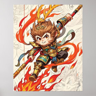 Cute-stijl van Sun Wukong Reis naar het Westen Poster