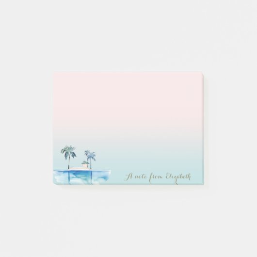 Cute Stijlvolle Tropische, Palmen, Oceaan Post-it® Notes (Voorkant)