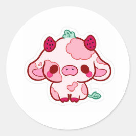 cute stiker cow  ronde sticker