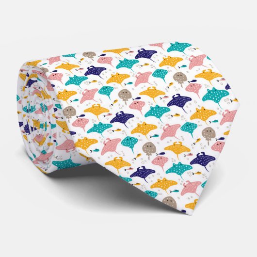 Cute sting ray and manta ray fish pattern stropdas (Opgerold)