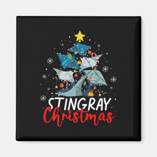 Cute Stingray kerstboom Pajama Matching Costu Magneet (Voorkant)