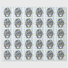 Cute Stinkdier met Blauwe Bloemen Inpakpapier