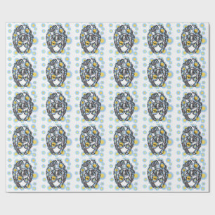 Cute Stinkdier met Blauwe Bloemen Inpakpapier