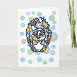 Cute Stinkdier met Blauwe Bloemen Wenskaart Kaart