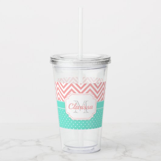 Cute Stippen & Chevron Acryl Drinkbeker (Voorkant)