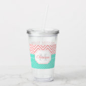 Cute Stippen & Chevron Acryl Drinkbeker (Achterkant)