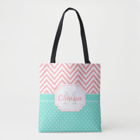 Cute Stippen & Chevron Tote Bag (Voorkant)