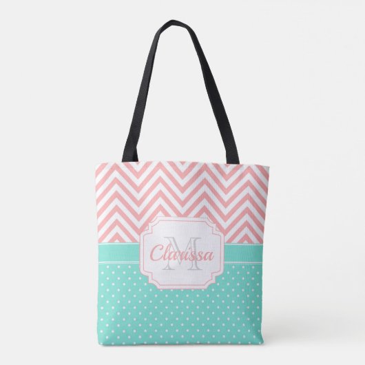 Cute Stippen & Chevron Tote Bag (Achterkant)