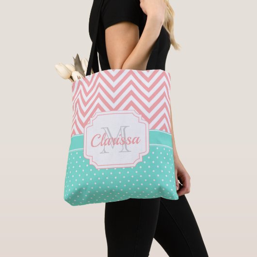 Cute Stippen & Chevron Tote Bag (Dichtbij)