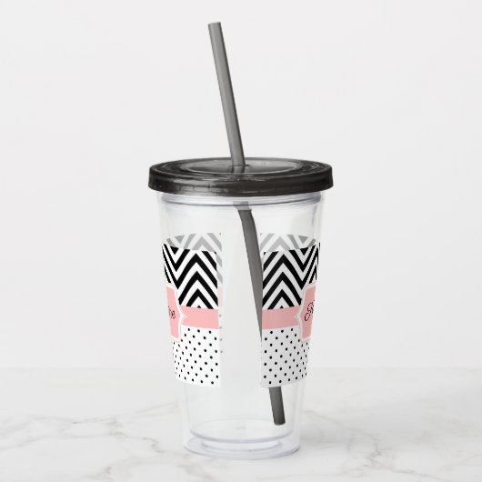 Cute Stippen en Chevron Acryl Drinkbeker (Links)