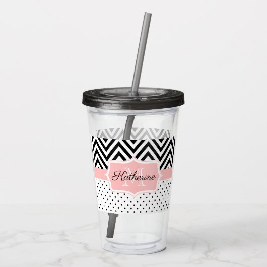 Cute Stippen en Chevron Acryl Drinkbeker (Achterkant)